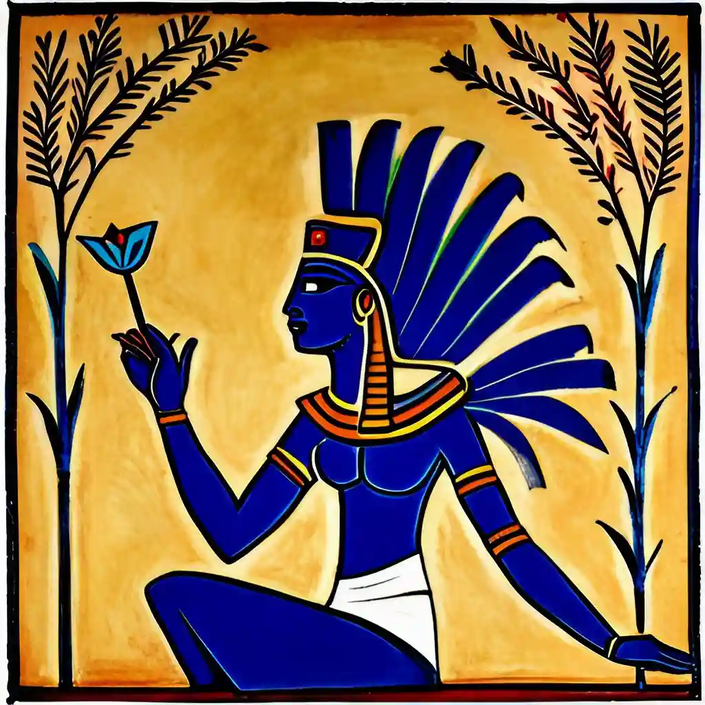Egyptian artwork featuring the blu elotus